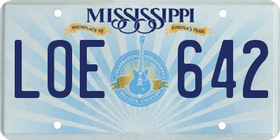 MS license plate LOE642