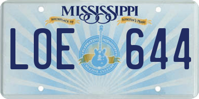 MS license plate LOE644