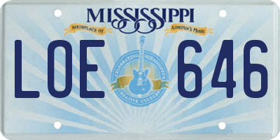 MS license plate LOE646