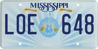 MS license plate LOE648