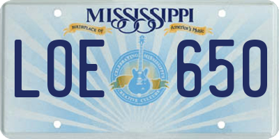 MS license plate LOE650