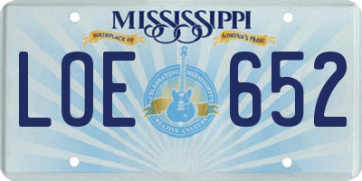 MS license plate LOE652
