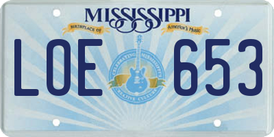 MS license plate LOE653