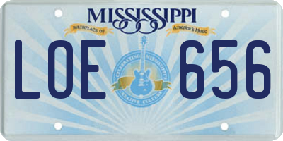MS license plate LOE656