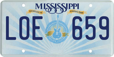 MS license plate LOE659