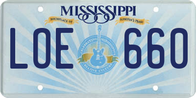 MS license plate LOE660