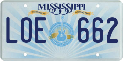 MS license plate LOE662