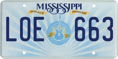 MS license plate LOE663