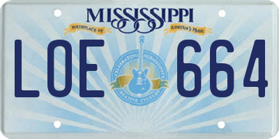 MS license plate LOE664