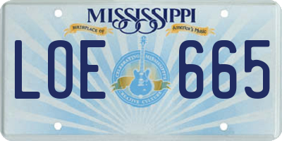 MS license plate LOE665