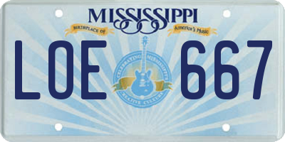 MS license plate LOE667