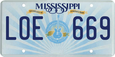 MS license plate LOE669