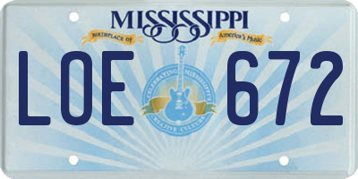 MS license plate LOE672