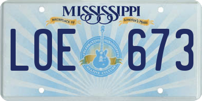 MS license plate LOE673