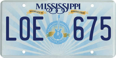 MS license plate LOE675