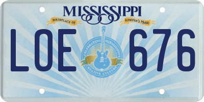 MS license plate LOE676