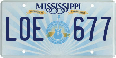 MS license plate LOE677