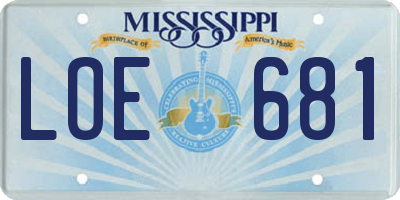 MS license plate LOE681