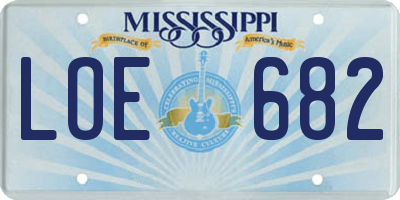 MS license plate LOE682