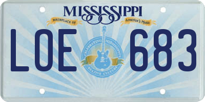 MS license plate LOE683