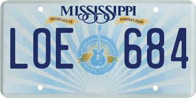 MS license plate LOE684