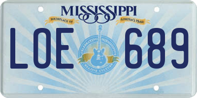 MS license plate LOE689