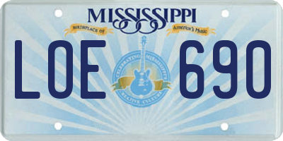 MS license plate LOE690