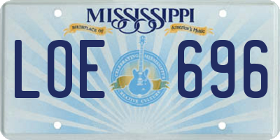 MS license plate LOE696