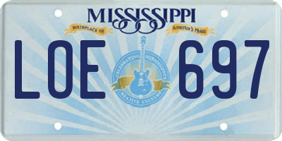 MS license plate LOE697