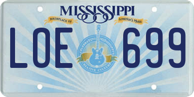 MS license plate LOE699