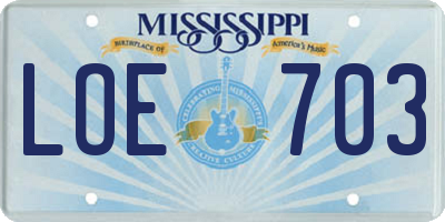 MS license plate LOE703
