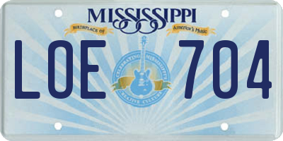 MS license plate LOE704