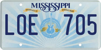 MS license plate LOE705