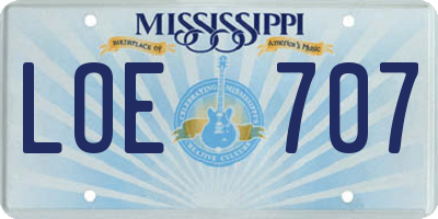 MS license plate LOE707