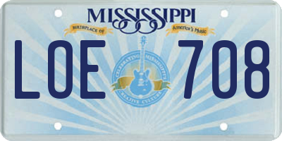 MS license plate LOE708