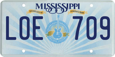 MS license plate LOE709