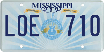 MS license plate LOE710