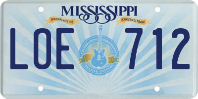 MS license plate LOE712