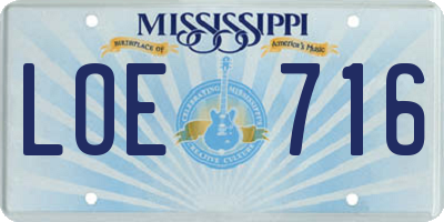 MS license plate LOE716