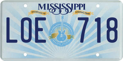 MS license plate LOE718