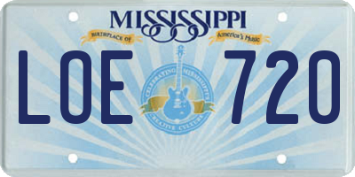 MS license plate LOE720