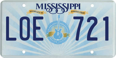 MS license plate LOE721