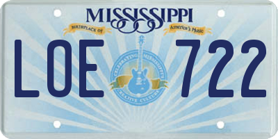 MS license plate LOE722
