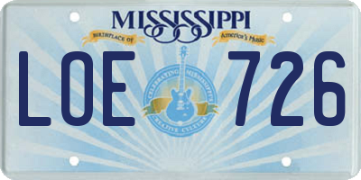 MS license plate LOE726