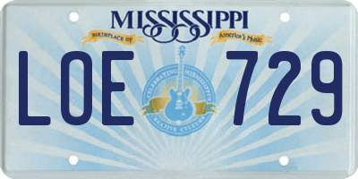 MS license plate LOE729