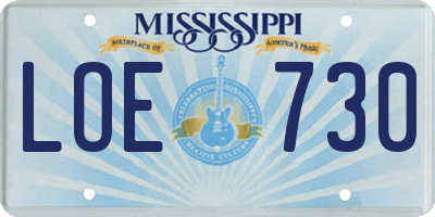 MS license plate LOE730