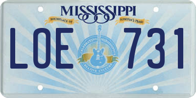 MS license plate LOE731