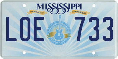 MS license plate LOE733