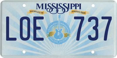 MS license plate LOE737