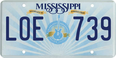 MS license plate LOE739